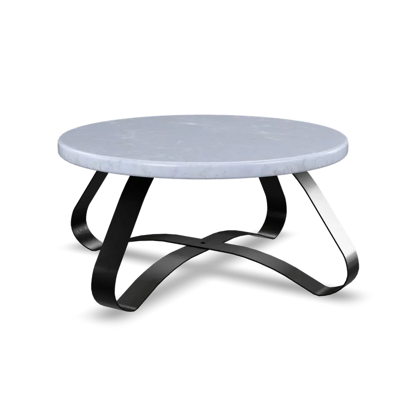 Lap Coffee Table, bianco marble, satin black, ø 39 in
